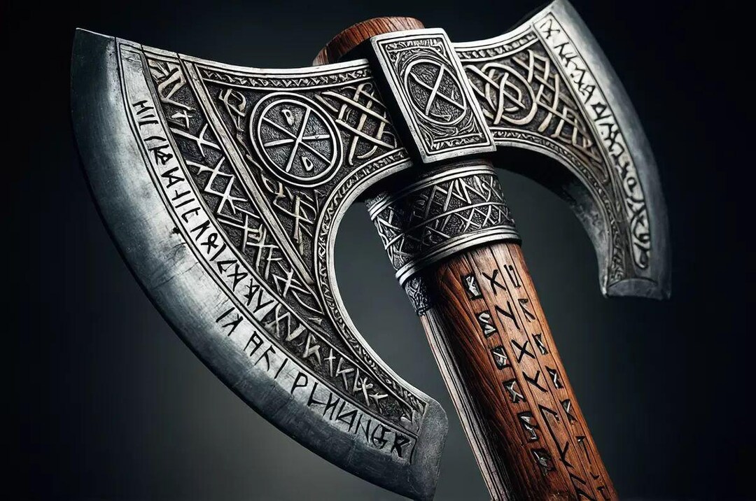 Vector for Print/viking Ax With Runes – Nordic Warrior Art Poster/high ...