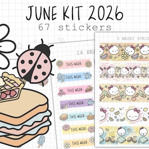 June 2026 Digital Sticker Kit (Summer Picnic) | Digital Planner Stickers | Goodnotes PNG