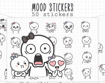 Mood Tracker Stickers | Digital Planner Stickers | Goodnotes PNG