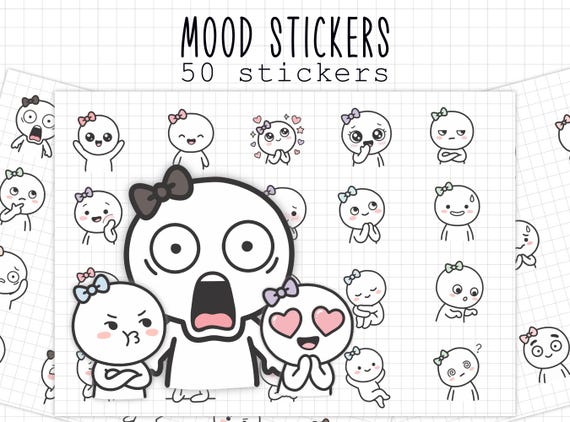 Mood Tracker Stickers | Digital Planner Stickers | Goodnotes PNG