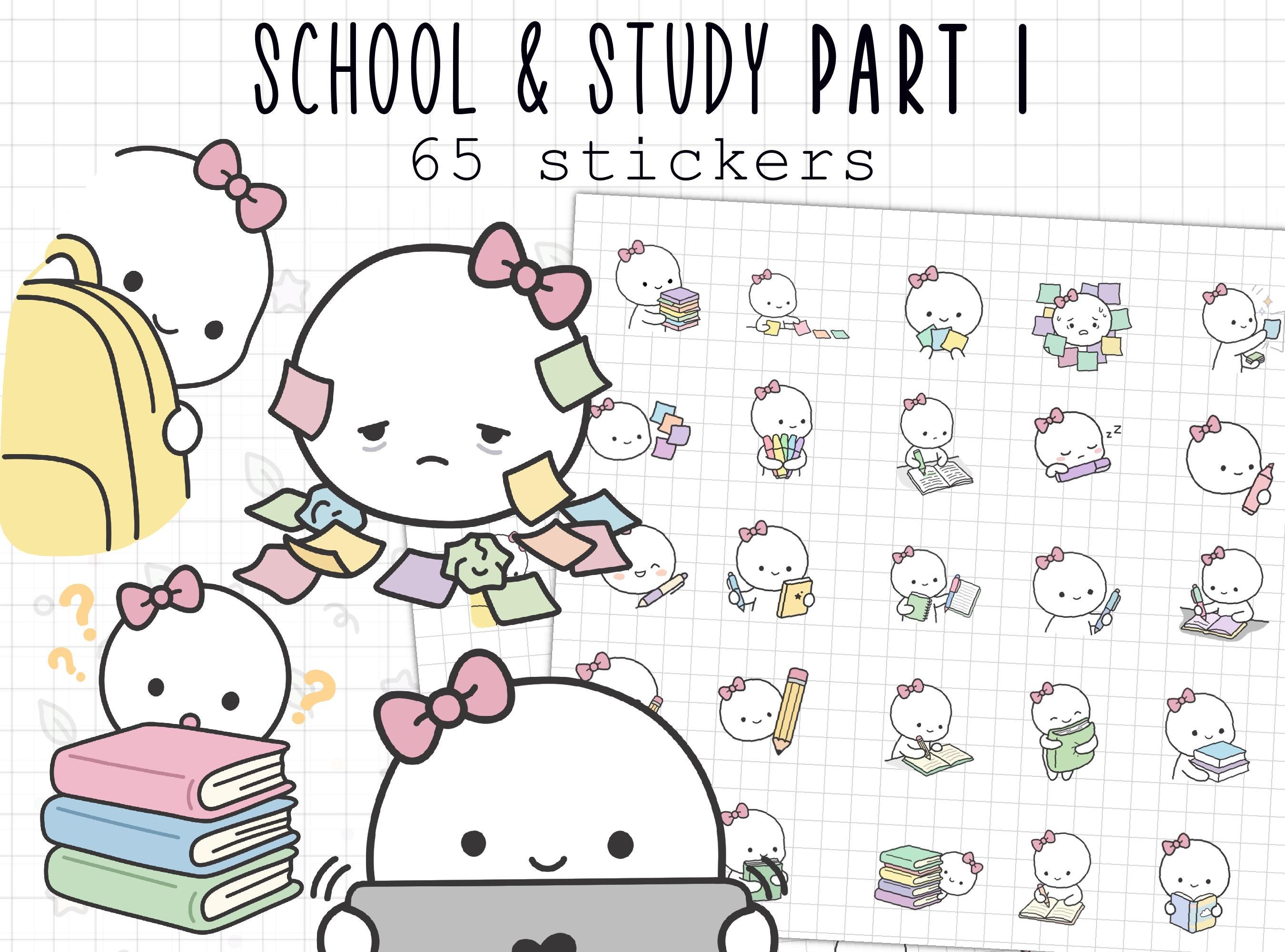 Study Sticker Transparent School & Study Digital Stickers | Hand-drawn Planner Pngs (digital ...