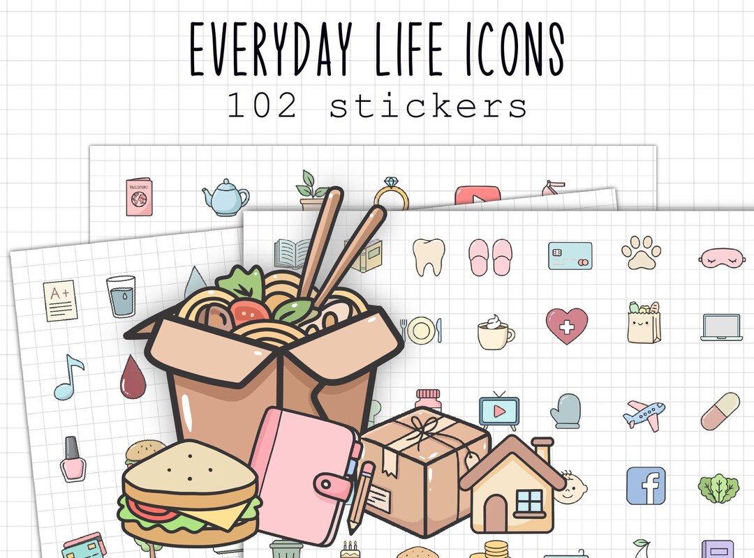 Everyday Life Icons | Digital Planner Stickers | Goodnotes PNG - Etsy