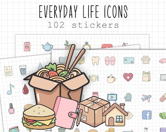 Everyday Life Icons | Digital Planner Stickers | Goodnotes PNG