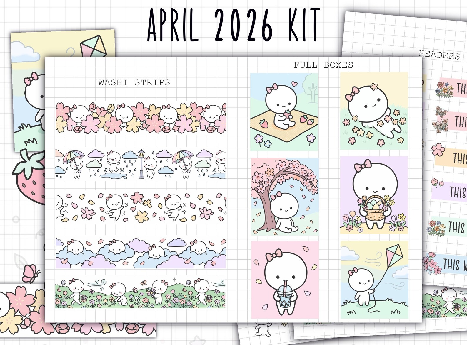 April 2026 Digital Sticker Kit (spring Blossoms) | Digital Planner ...