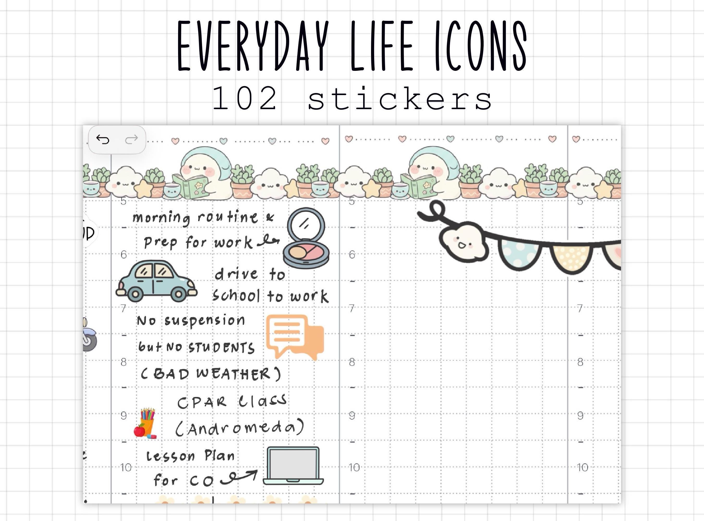 Everyday Life Icons | Digital Planner Stickers | Goodnotes PNG - Etsy