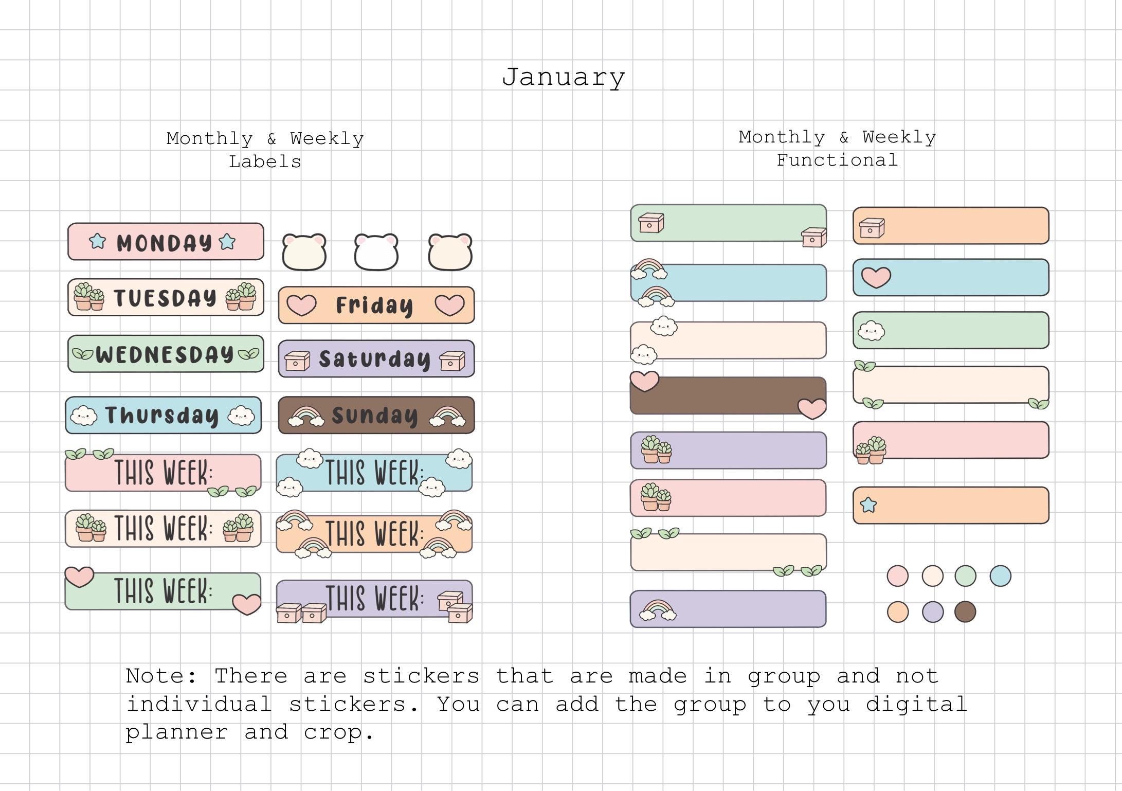 2026 Kawaii Monthly & Weekly Kit | Digital Stickers | Goodnotes App ...
