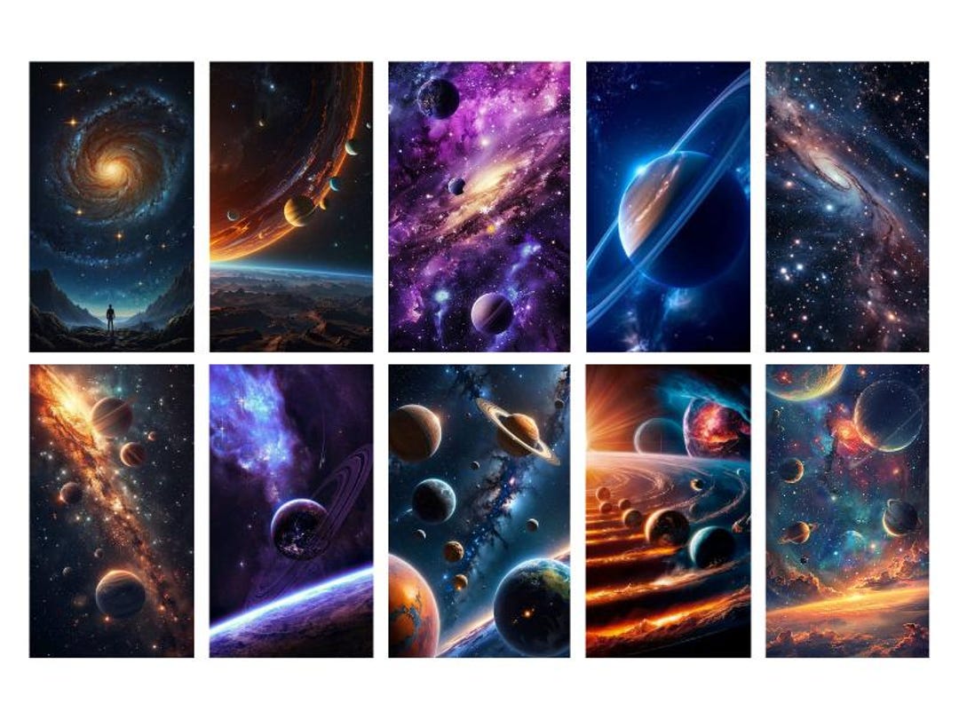 Planets Art Print, Set of 10, Planets Wall Art, Digital Download ...
