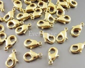 15 SALE 10 Large 12mm gold plated brass lobster claw clasps for jewelry, keychain clasp, necklace clasp, bracelet clasp B002-BG-LG