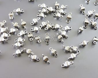 20 beads 3mm Rounded Square Sterling Silver Brushed Nugget Spacer Beads