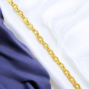 14K Gold Plated Brass Cable Chain: Tarnish Resistant Jewelry Making (2mm x 1.6mm) image 2