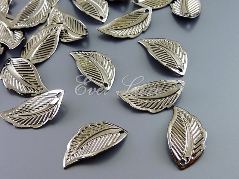 Small Oxidized Silver Double Leaf Charms SOS3739 4 Small Oxidized Silver Double Leaf Charms SOS3739 4