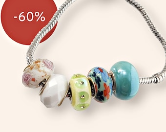 Lampwork-bedelkralen: zilveren sieraden voor Europese armbanden (4 stuks)