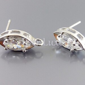 Marquise CZ Stud Earrings: Bridal Jewelry (Bright Silver) image 3