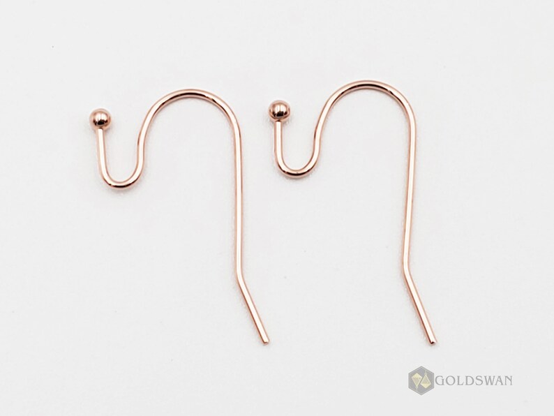 50 pcs / 25 pairs bright rose gold hook ear wires, earwires with a ball, earrings B070-BRG (50 pieces) 