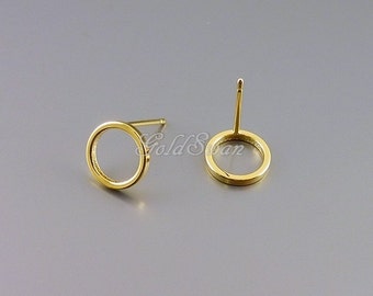 4 stuks / 2 paar eenvoudige glanzende gouden 8 mm geometrische open cirkeloorbellen, gouden cirkeloorbellen 1071-BG-8