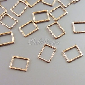 4 pcs tiny rose gold rectangle charm pendants, rope textured rectangles, geometric rectangles 2146-BRG