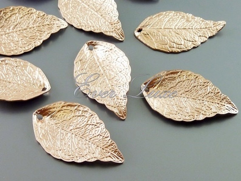 4 Matte Rose Gold Single Leaf Charms Jewelry Charms Etsy