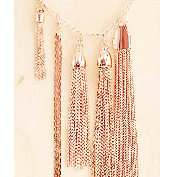 Choose Style 2 pieces Bright Rose Gold beautiful Chain Tassel Charms/Pendants great for earrings, necklace jewelry making