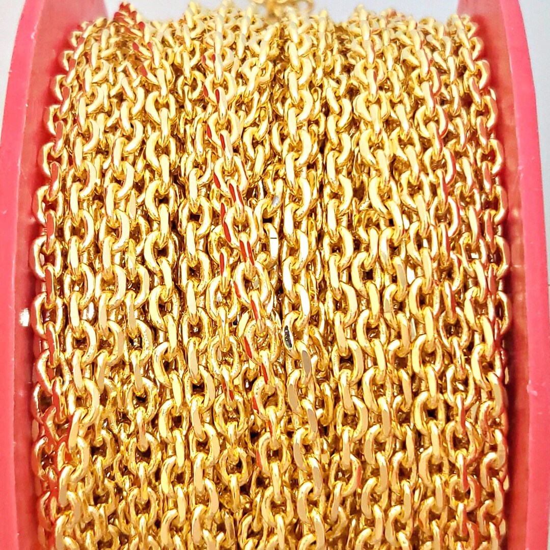 15 off Bulk Sale 50 Meters of 14K Gold 6mm X 4mm Rolo Chain Premium