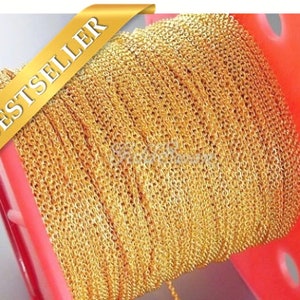 Top Pick! 1 Meter Gold Plated 1.7mm x 1.5mm Flat Cable Chains - Ideal for Crafting Delicate Necklaces and Bracelets B007-BG