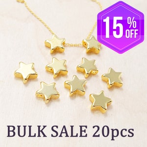 15% Bulk Sale 20 pieces 8mm gold star beads, star metal beads, beading supplies, wholesale jewelry craft supplies 1788-BG-8