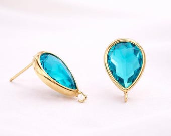 13mm x 10mm Sea Green Teardrop pear shape Earrings Glass Gold or Silver Bulk