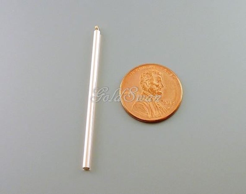 bar necklace delicate bar pendants 1995-BRG bright rose gold 4 shiny rose gold long and skinny 47mm tube bar pendants bar charms