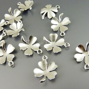 4 silver lucky four leaf clover charms | make good luck gifts and crafts, necklace charms 1214-MR
