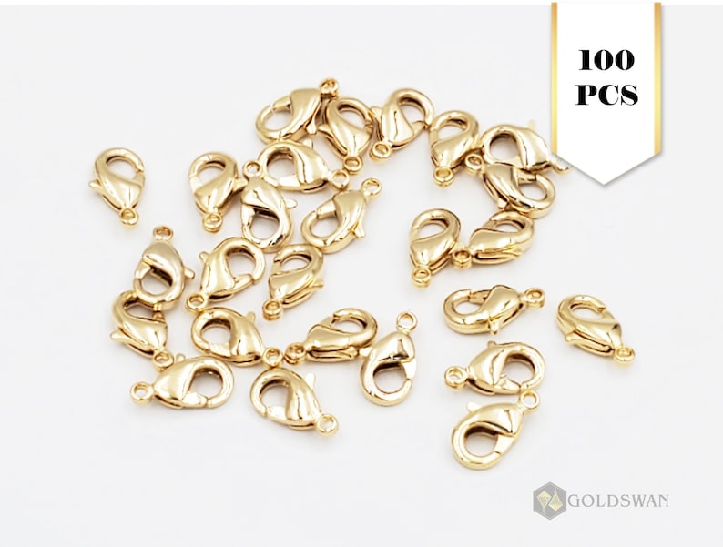 15% Bulk SALE lot of 100 pcs Small 16k gold plated brass lobster 15% Bulk SALE lot of 100 pcs Small 16k gold plated brass lobster