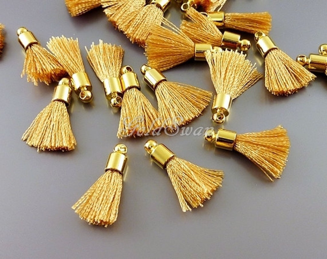 50 PCS Gold Tassels, Metallic Gold Skinny String Fringe Tassels