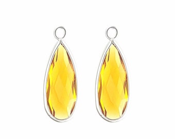 2 pcs beautiful Tangerine Topaz 21mm long teardrop stone bezeled pendants, jewelry stones, fashion accessories 5131R-TT