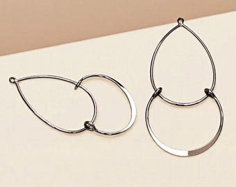 Gunmetal Teardrop Dangle Pendants: Black Nickel Brass Earring Findings