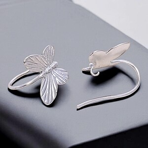 Matte Rhodium Butterfly Hook Earrings: Brass Earring Findings image 2