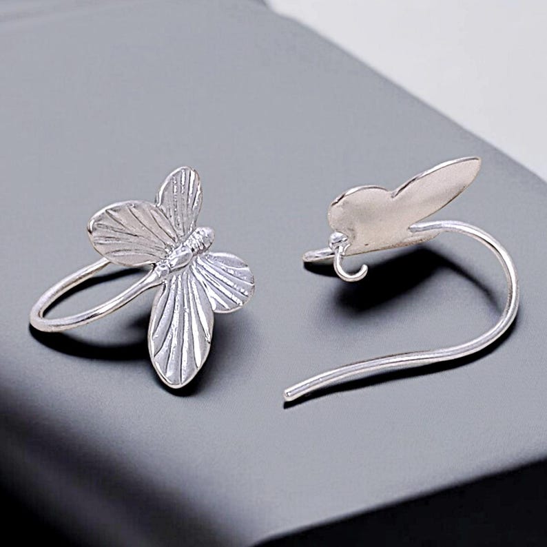 Matte Rhodium Butterfly Hook Earrings: Brass Earring Findings image 2