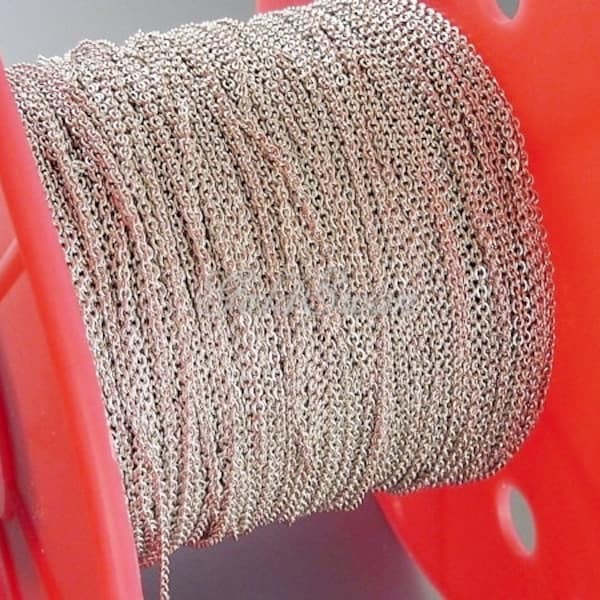 1 meter rhodium silver plated 1.7mm x 1.5mm flat cable chains, jewelry chain, silver chain B007-BR