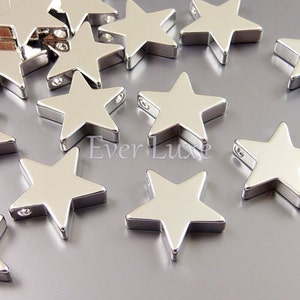 4 SHINY silver 13mm star beads, star metal beads, beading supplies, jewelry / jewellery supplies 1788-BR-13