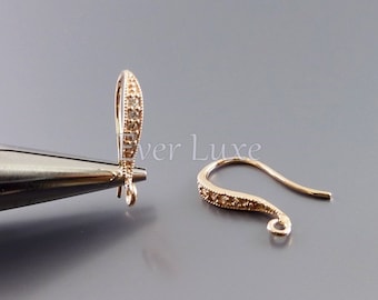 2 pcs / 1 pair Elegant crystal CZ Cubic Zirconia detailed earrings, crystal hook earrings 1801-BRG