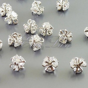 2 tiny cz Cubic Zirconia cluster flower charms, pendants, bridal jewelry, wedding jewelry, silver jewelry 1269-BR