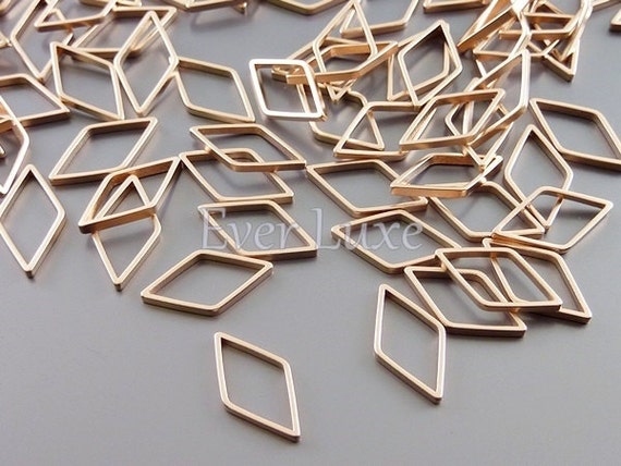 Matte Rose Gold Diamond Charms: Brass Jewelry Supplies (12mm, 4 Pieces)