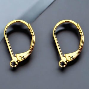 10 pcs / 5 pairs of 17mm leverback earrings in shiny gold, lever back earrings, leverback earwires, leverback earrings B125-BG-17