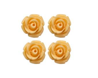 4 pcs 10mm Peach color rose flower cabochons, flower cabs for rings, earrings 5027-PE