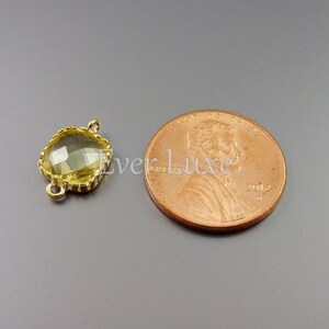 2 lemon yellow faceted square glass connectors, glass beads stones, jewelry / jewellery supplies 5055G-LM image 3