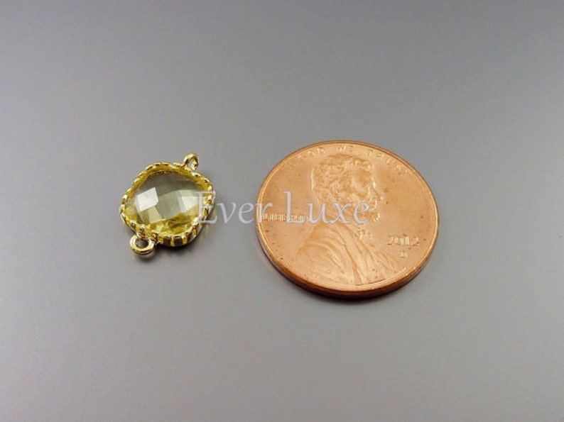 2 lemon yellow faceted square glass connectors, glass beads stones, jewelry / jewellery supplies 5055G-LM image 3