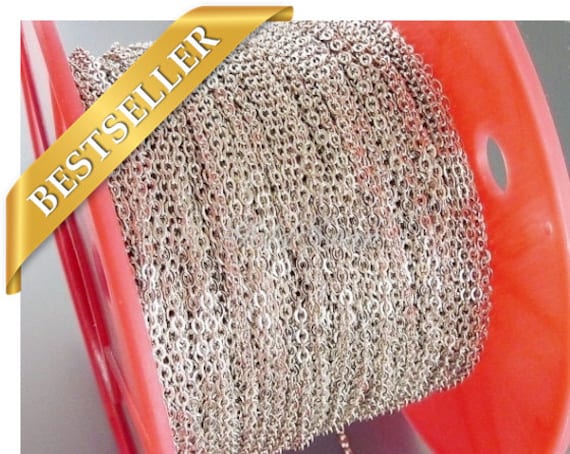 2.7mm Rhodium Cable Chain Silver Jewelry Chain Soldered Chain Bulk Supplies
