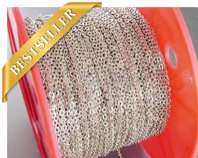 2,7 mm rodiumkabelkedja Silver smyckeskedja Lödkedja Bulkleveranser bild 1