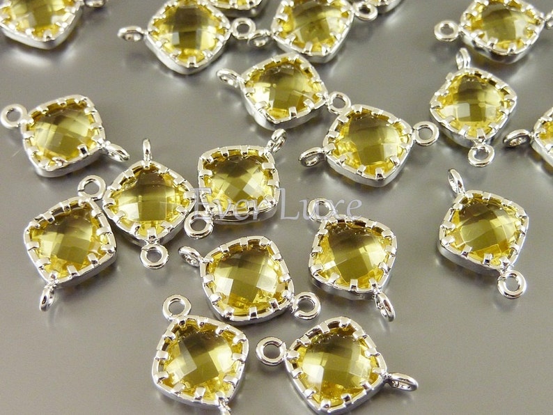 4 Kleine Topas gold gelb Diamant Form facettierte Glas Verbinder für Ohrringe Armband Halsketten 5061R-TO Bild 1