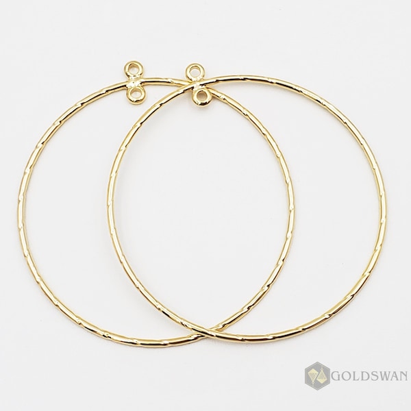 4 new 40mm textured circle hoop connectors in shiny gold, frames, infinity rings, hoops, geometric pendant 2190-BG-40