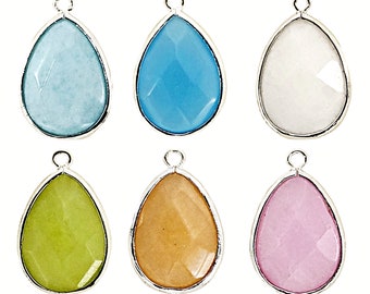 6pcs Light Blue Jade, Ocean Blue, White Jade, Peridot, Pink jade cotton candy-colored stone pendants crafts, and jewelry 5069R-72