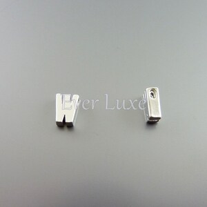 2 Uppercase letter W, matte silver initial beads, initial charms, alphabet beads, personalized jewelry 945-MR-W