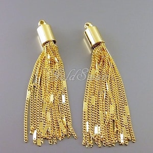 2 pcs 50mm confetti chain tassels, unique chain tassel pendants, tassel jewelry pendants, tassel in shiny gold 1996-BG-50